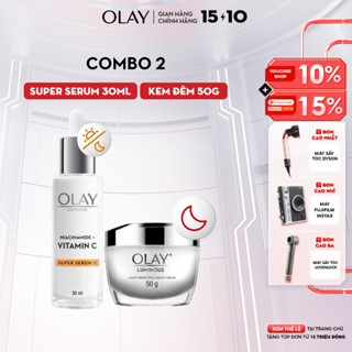 Combo 2: Kem Dưỡng Ẩm Ban Đêm OLAY LUMINOUS + Super Serum OLAY LUMINOUS NIACINAMIDE VITAMIN C (50G + 30ML)