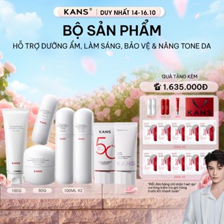 Combo Set Kans Dưỡng Ẩm Làm Trắng Da KANS Neige Blanc Skin-Whitening Đều Màu Mờ Thâm, Kem Chống Nắng, Kem NângTông