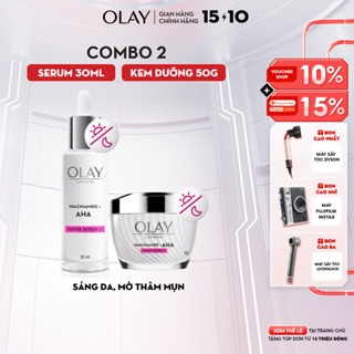 Combo 2: Kem Dưỡng Ẩm + Super Serum OLAY LUMINOUS NIACINAMIDE AHA Sáng Da, Mờ Thâm Mụn (50G + 30ML)