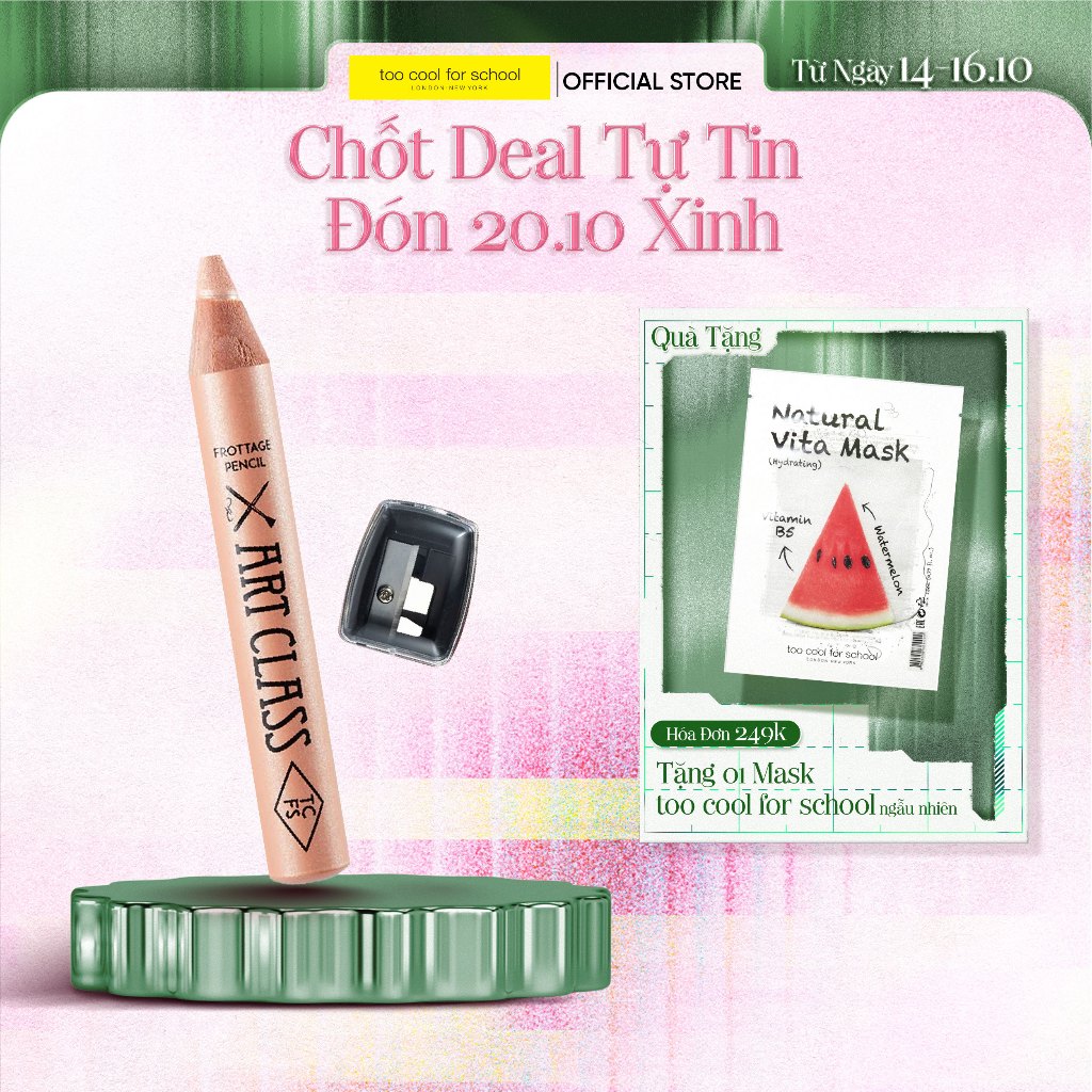 [Màu Mới] Chì Kẻ Bọng Mắt Đa Năng Too Cool For School Artclass Frottage Pencil (Kèm Chuốt Bút Chì) 1.1g