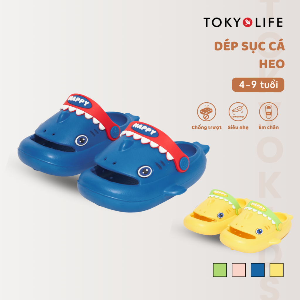 [FORM NHỎ-TĂNG 1 SIZE] Dép sục cá heo chống trượt cho bé TOKYOLIFE nhiều màu cho bé siêu nhẹ 4000425