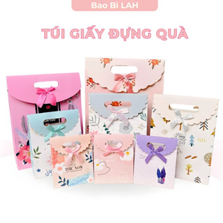  Set 12 cái Túi giấy đựng quà tặng mỹ phẩm trang sức Túi giấy đựng quà tặng cô tặng thầy 20.11 Túi nắp nơ 