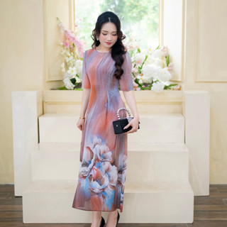 Đầm Trung Niên [ Linh Trà ] ( TM 3704)  Đi Tiệc Trang Nhã Thanh Lịch Quý Phái Sang Chảnh Cao Cấp Cho Quý Bà U40 U50