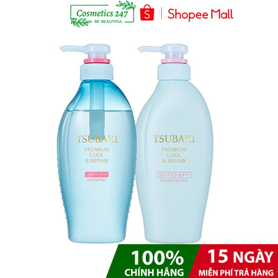 Combo gội xả - Dầu gội Tsubaki Xanh Sạch Dầu Mát Lạnh Tsubaki 490ml/450ml/chai