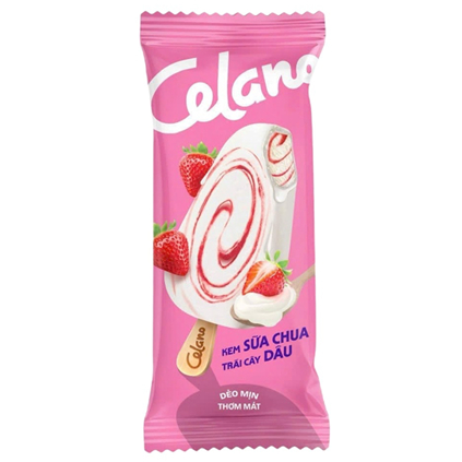 Kem Sữa Chua Trái Cây Dâu Celano 65g - Kem Que Sữa Chua Dâu Tây Thơm Ngon Mát Lạnh (GIAO HỎA TỐC HCM