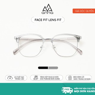  Gọng kính cận thời trang nam nữ ANNA dáng kim loại nửa viền dáng vuông unisex cá tính OL 88006 