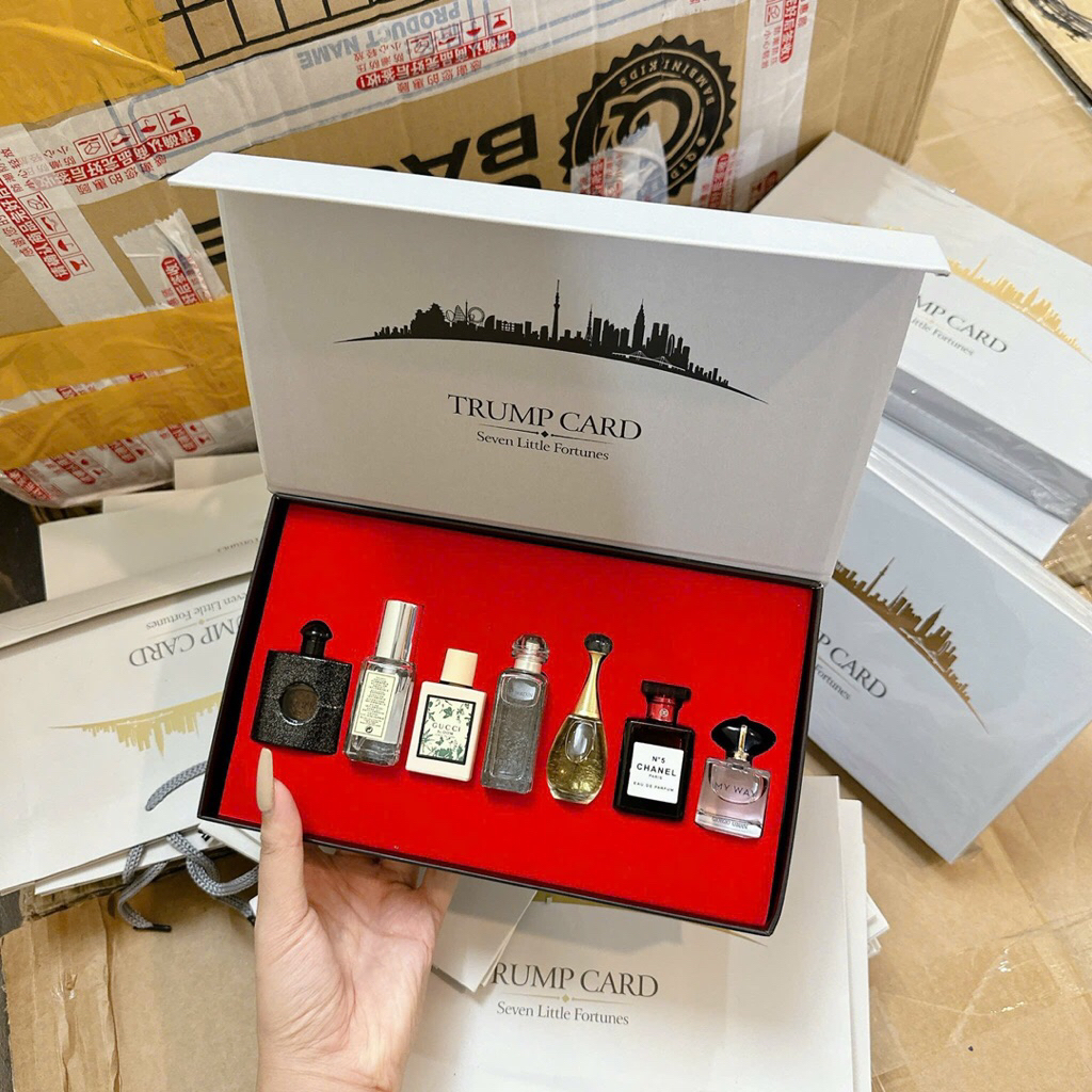 Set 7 lọ nước hoa mini TRUMP.CARD 7 mùi siêu sang sịn mịn XIAOMIMI Fullbox + túi
