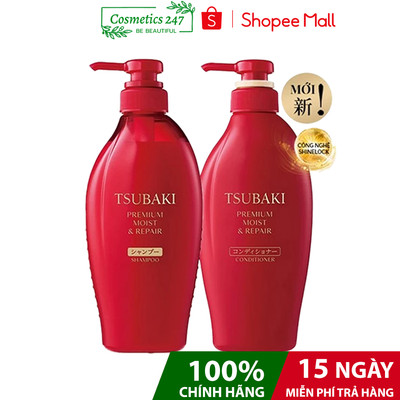 Combo Gội Xả Dầu Gội Tsubaki Đỏ Dưỡng tóc bóng mượt Premium Moist Tsubaki (450ml/chai)