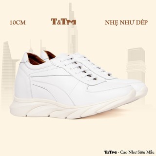   10CM  Giày Cao Nam T&Tra T228 Trắng - Nhẹ Hơn và Ít Dốc Hơn 