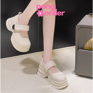 Giày da đế cao 5cm mary jane êm nhẹ hack chân