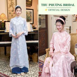  Áo dài cách tân DƯ HY dáng suông 4 tà chất tơ dệt kim cao cấp mặc đi sự kiện lễ tết cưới hỏi 