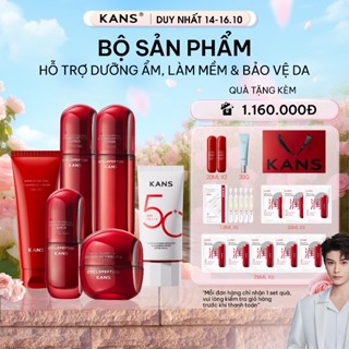 Combo Bộ Dưỡng Da Mặt Kans Đỏ Chống Lão Hóa Cấp Ẩm Bổ Sung Collagen Kèm Kem Chống Nắng SPF 50+PA+++