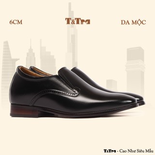 [6CM] Giày Tăng Chiều Cao Nam T&Tra A215 Đen - Đánh Màu Thủ Công Patina