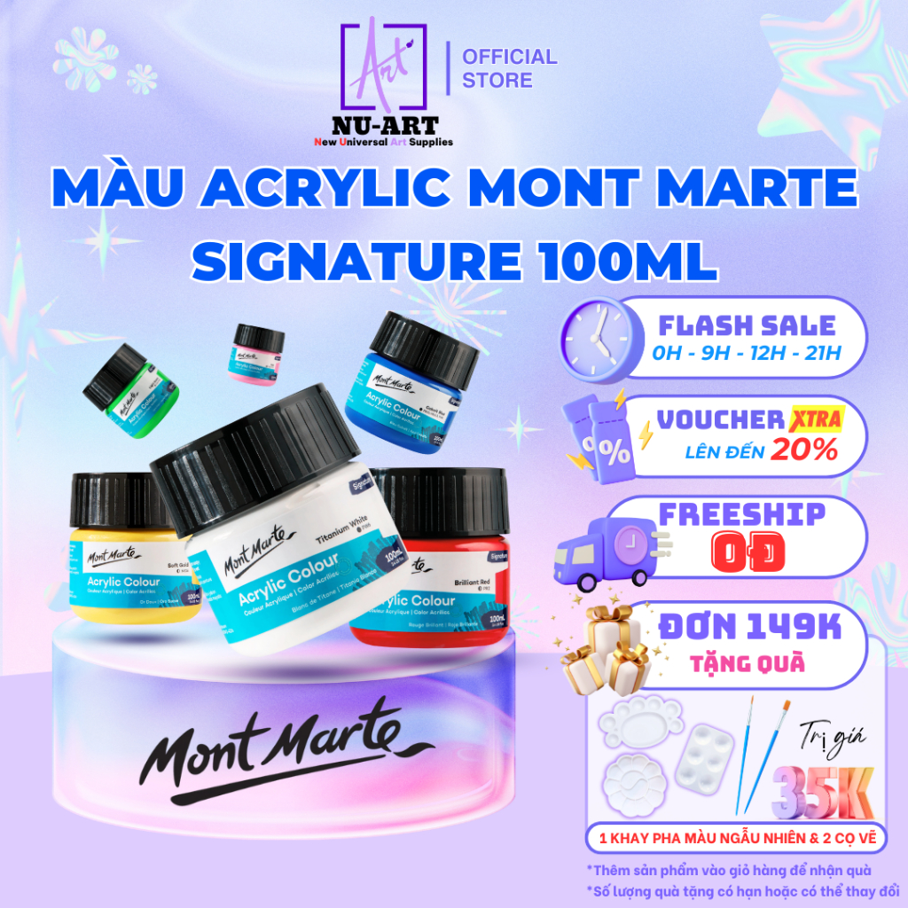 Màu Acrylic 3D Mont Marte 100ml Cao Cấp Chính Hãng - Vẽ Trên Vải, Kính, Đá, Gỗ, Gốm Sứ,...