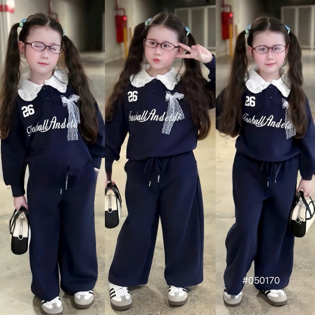 Sẹt bộ Nỉ 2da Tàu thu đông danh cho bé gái 9 - 42 kg Mã HD003