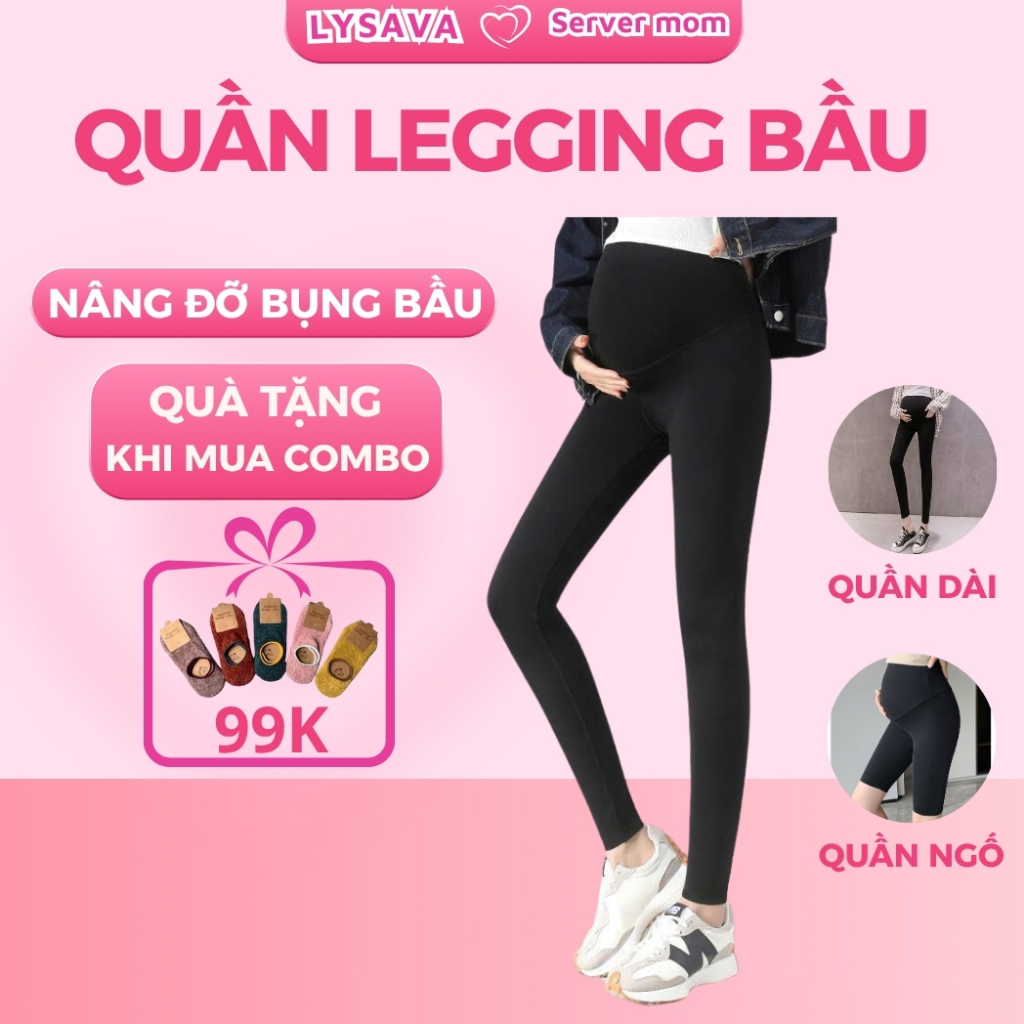 Quần Legging Bầu Mẫu Mới Nâng Mông Cao Cấp, Chất Mềm Mịn Co Giãn 4 Chiều Bigsize Lysava QLG1