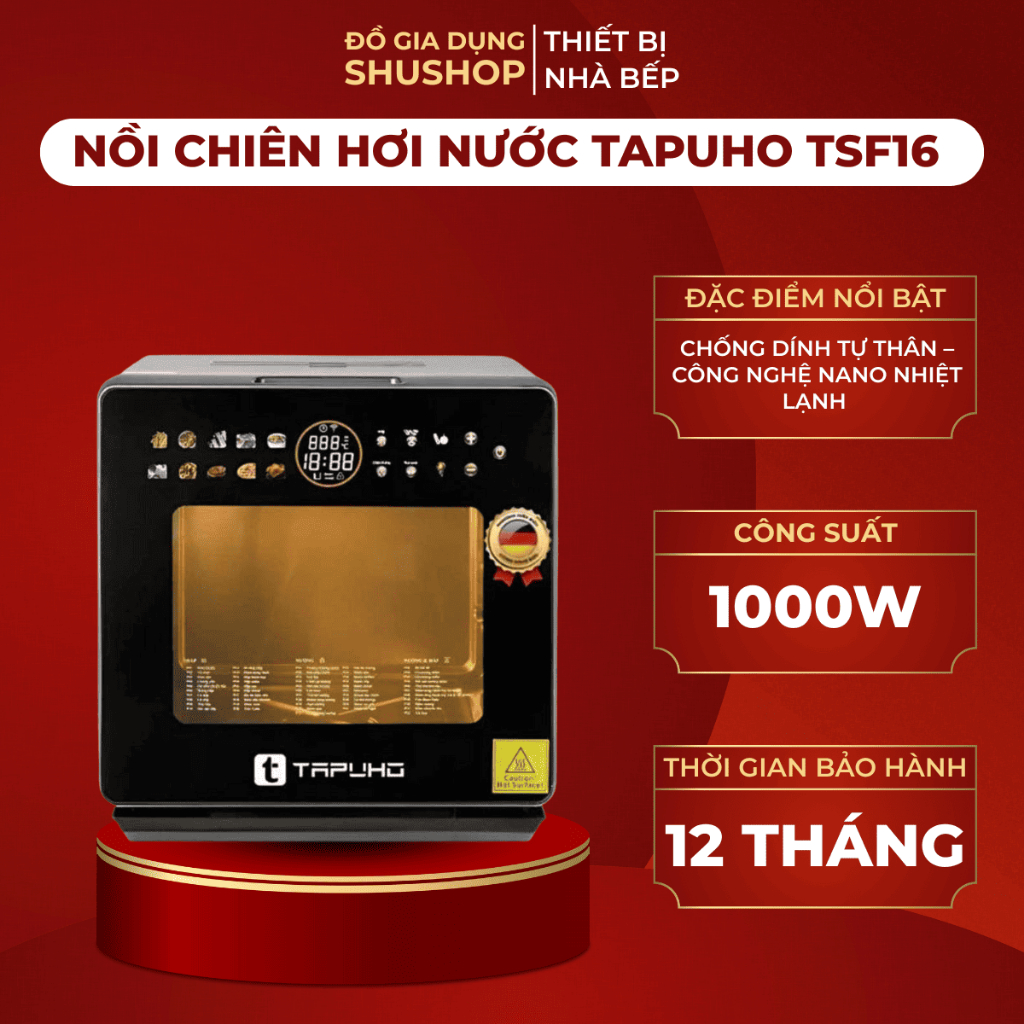 Nồi Chiên Hấp Hơi Nước Tapuho Tsf16 Color Plus 16L Cảm Ứng Hiện Đại Bảo Hành 30 Tháng