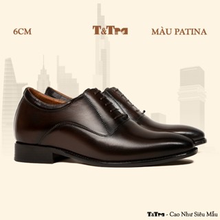 [ 6CM ] Giày Cao Nam T&Tra A214 Nâu Tối - Đánh Màu Thủ Công Patina