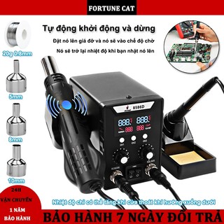  BH 1 năm- Máy khò nhiệt 8586D,Mỏ hàn thiếc 2 trong 1,Trạm hàn bằng máy thổi nóng,Trạm hàn khò,Nhiệt độ có thể điều chỉnh 