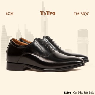 [ 6CM ] Giày Cao Nam T&Tra A214 Đen - Đánh Màu Thủ Công Patina