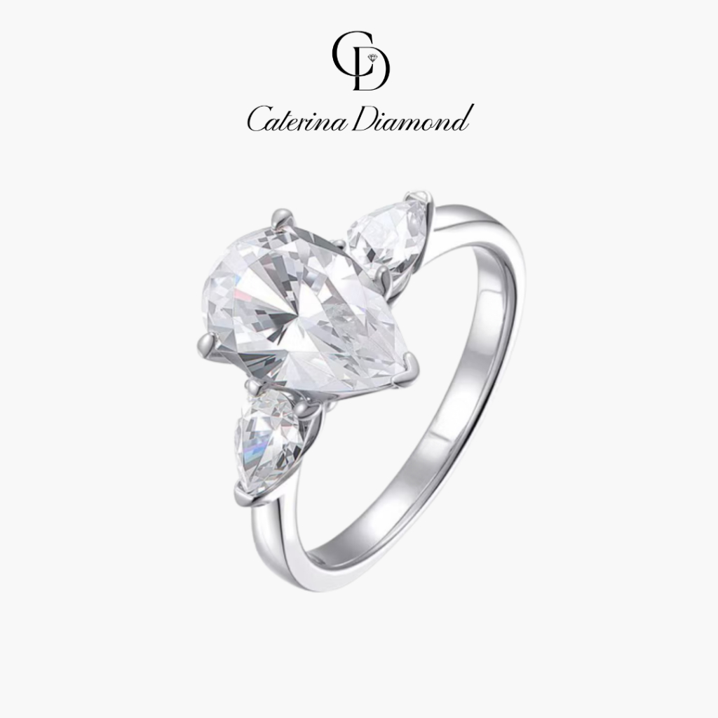 Nhẫn nữ kim cương Moissanite Caterina Diamond Moon Drop DR034 - Kiểm định GRA