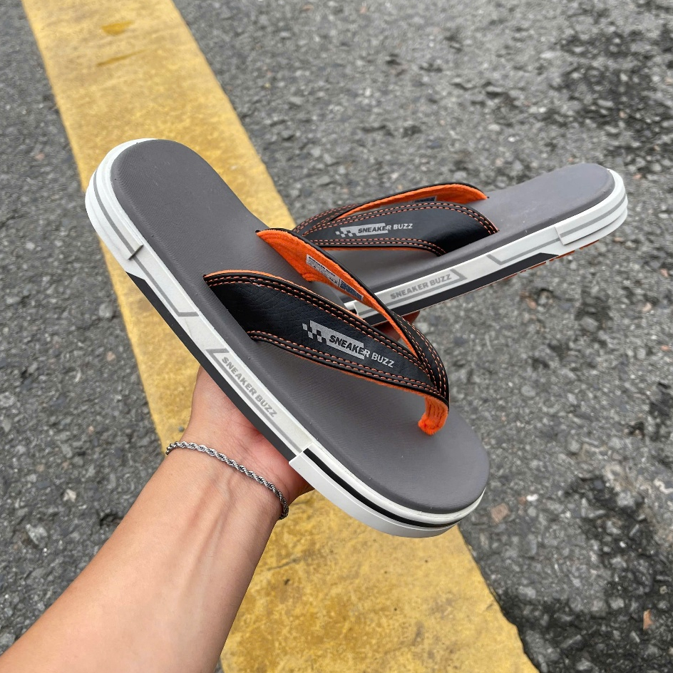 [ Chính Hãng ] - Dép Sneaker Buzz Xám Đế Mới Quai Đen Chính Hãng