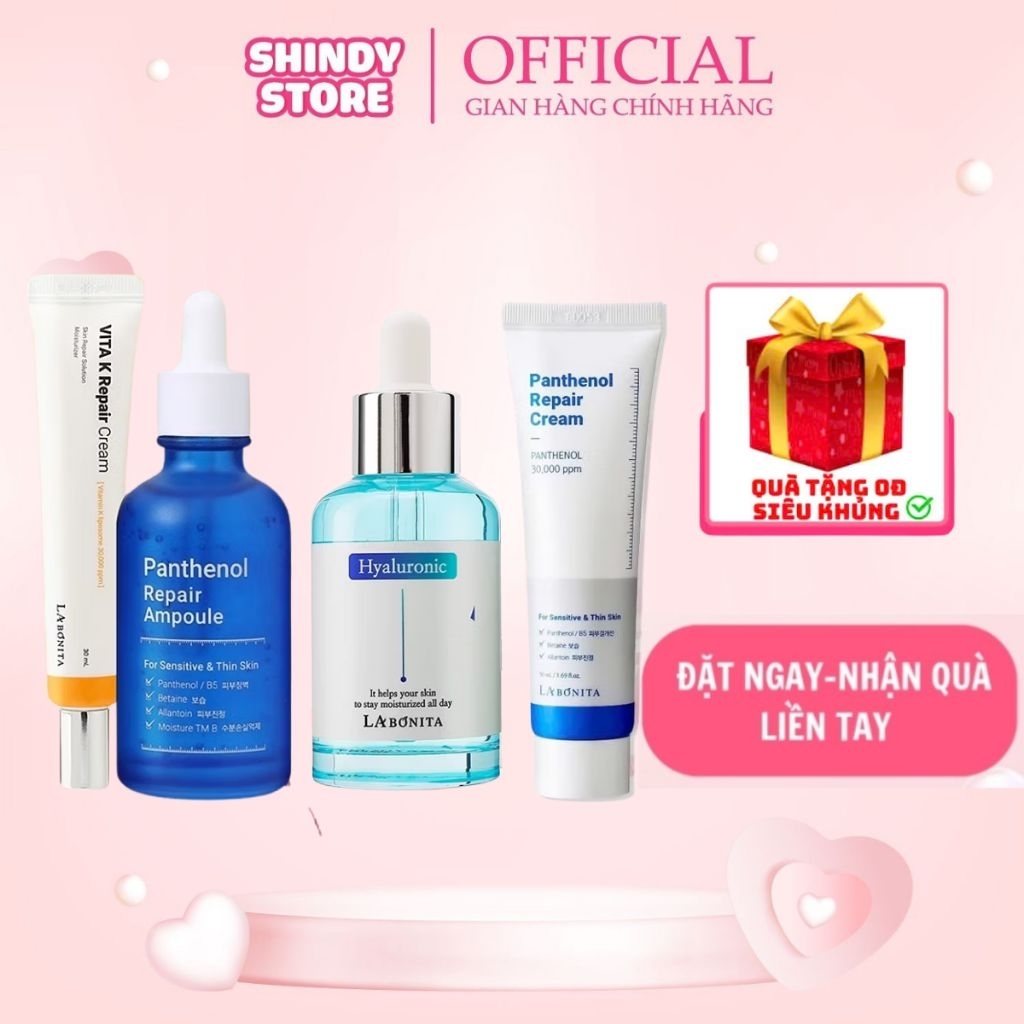 ( Tặng Quà ) COMBO Serum Tinh chất Panthenol B5 & Kem dưỡng B5 LaBonita Vital Panthenol Repair 50ml 