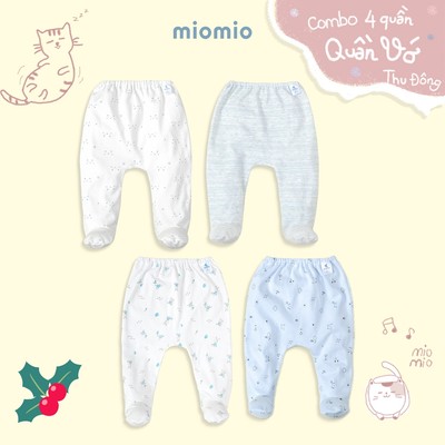 Combo 4 Quần Liền Vớ, Thu Đông MIOMIO Cho Bé Trai, Bé Gái (Từ 0-12 Tháng), Vải Cotton