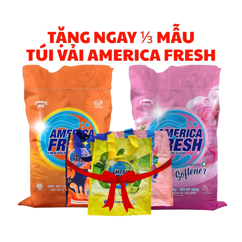 Bột giặt America Fresh 10kg (Tặng TÚI VẢI America Fresh)