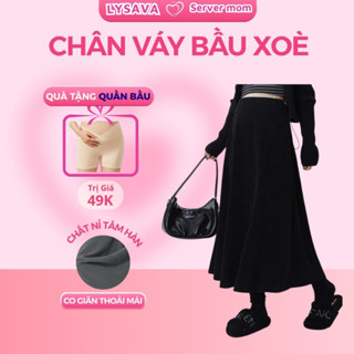 Chân váy bầu công sở dáng xòe, chân váy basic chất nỉ tăm hàn co dãn, dễ phối đồ LYSAVA CV2