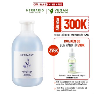 Nước tẩy trang Hoa Đậu Biếc herbario 300ml thuần chay cấp ẩm, chống lão hóa