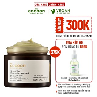 Mặt nạ bí đao cocoon 100ml giảm dầu, mụn - VEGAN - Mỹ phẩm thuần chay