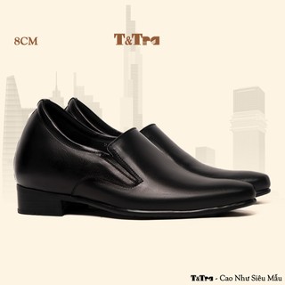   8CM  Giày Tăng Chiều Cao Nam T&Tra S970 Đen Trơn - Cao Bí Mật Bên Trong 