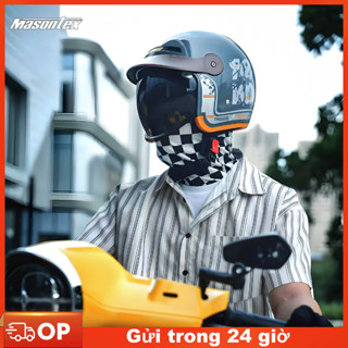Mũ bảo hiểm Masontex 702 retro, kiểu nửa đầu, có kính gập tiện lợi, vỏ ABS cao cấp, đi xe máyxe điện