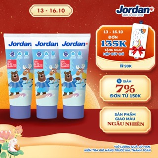 [Combo 3 tuýp] Kem đánh răng cho trẻ em 6-12 tuổi vị nho Jordan Step 2, 75g/tuýp