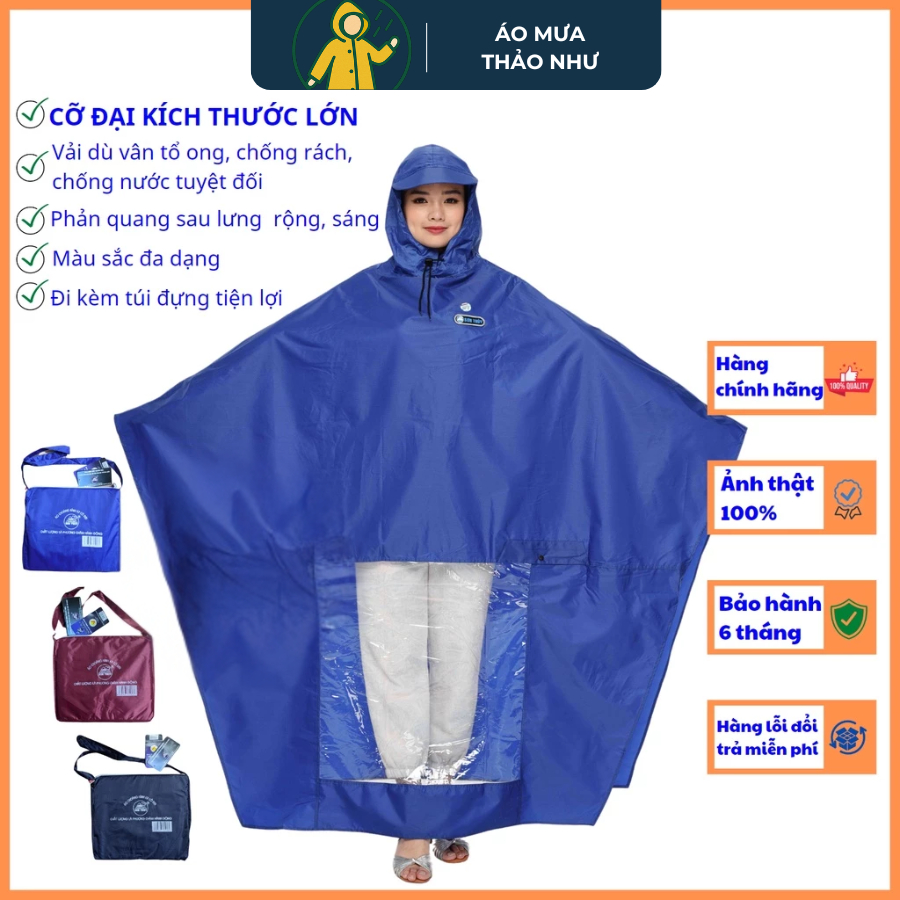 Áo mưa choàng siêu to Thảo Như - áo mưa vải dù cỡ đại Bigsize