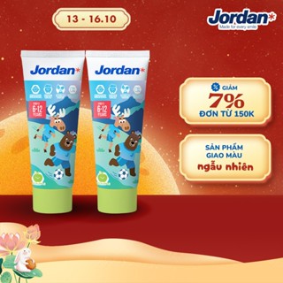 [Combo 2 tuýp] Kem đánh răng cho trẻ em 6-12 tuổi vị táo Jordan Step 2, 75g/tuýp
