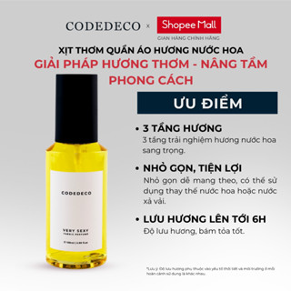  Xịt thơm hương nước hoa CODEDECO 100ml 3 tầng hương lưu hương lên tới 6h 