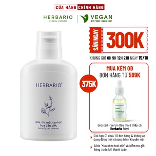 Sữa rửa mặt tạo bọt hoa đậu biếc herbario 100ml thuần chay cấp ẩm, chống lão hóa