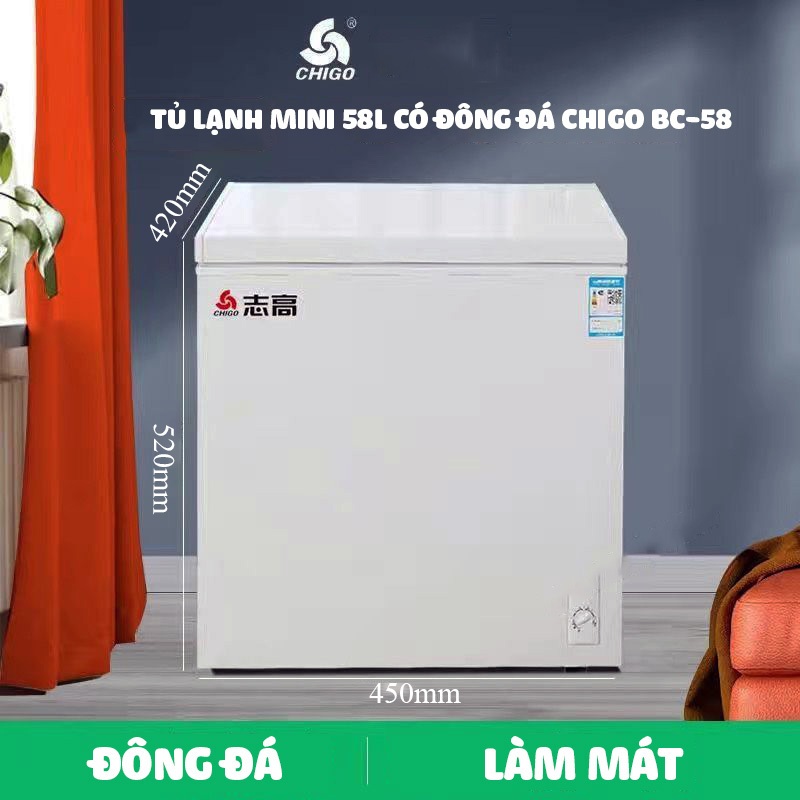 Tủ đông mini cấp đông tuỳ chỉnh nhiệt độ Chigo CG-58L bảo hành 12  tháng Linashop 2018