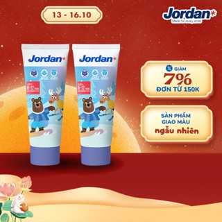 [Combo 2 tuýp] Kem đánh răng cho trẻ em 6-12 tuổi vị nho Jordan Step 2, 75g/tuýp