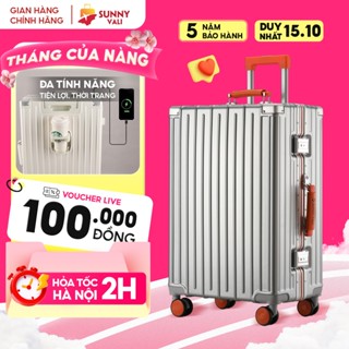 Vali SUNNY Raymond - vali khung nhôm nhựa PC + ABS - ngăn đựng cốc, cổng sạc tiện ích 20/24/28 inch