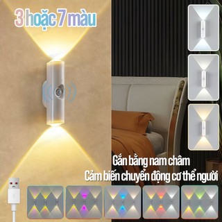  Đèn Gắn Tường Cảm Biến Chuyển Động Đổi Màu Thông Minh Gắn Bằng Nam Châm Chắc Chắn Không Cần Bắt Vít 
