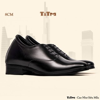   8CM  Giày Tăng Chiều Cao Nam T&Tra S1012 Đen - Cao Bí Mật Từ Bên Trong 
