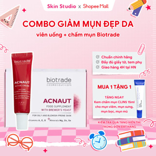 Combo Viên uống Biotrade+ kem chấm mụn Acnaut Cream cho mụn nội tiết - Skin Studio