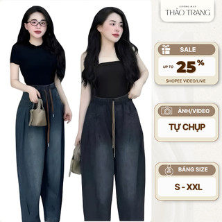   GIÁ MỞ BÁN  Quần Jean Nữ Ồng Rộng Bo Gấu Chun Eo Chất Liệu Jean Mềm Mại Có Bigsize Phong Cách Thời Trang - Q32 