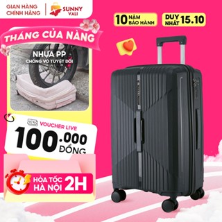 Vali kéo SUNNY CHOCO nhựa PP chống vỡ tuyệt đối, tích hợp cổng sạc USB và ngăn đựng cốc, vali size 28 24 20