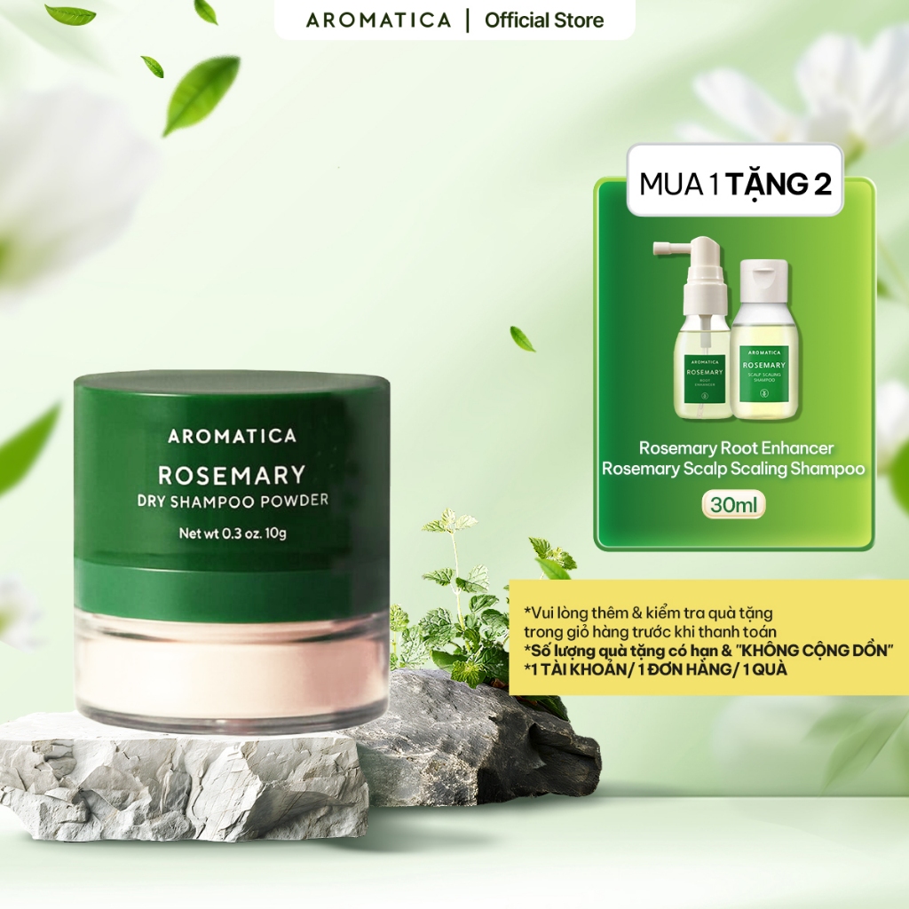 Phấn Gội Khô Hương Thảo AROMATICA Rosemary Dry Shampoo Powder 10g