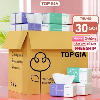 Thùng 16 gói, 30 gói Khăn giấy rút TopGia 3 màu siêu tiết kiệm, mềm mịn an toàn cho mọi loại da