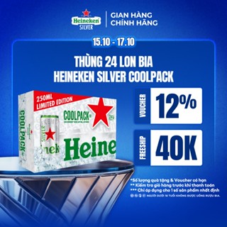 ĐỘ CỒN 4% - HỎA TỐC HCM - Thùng 24 lon bia Heineken Silver Coolpack 250ml/lon